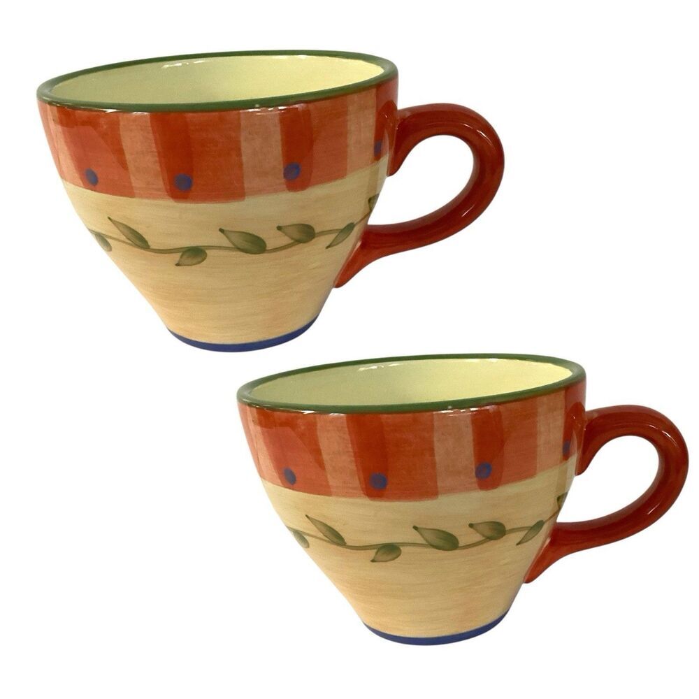 Pfaltzgraff Napoli Hand Painted Large Mugs/Soup Bowls Coffee Tea Cups Set Of 2